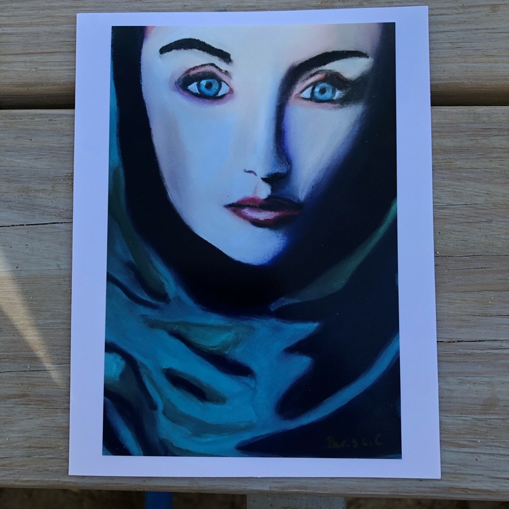 Blue shawl Greeting card - Picture 1 of 8